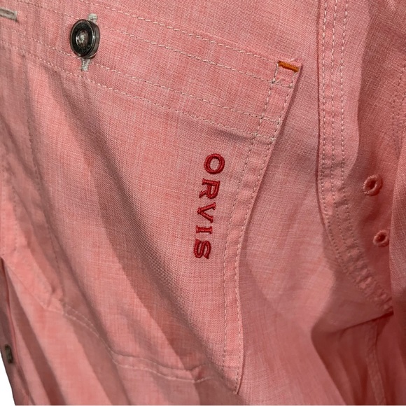 Orvis Men Tech Chambray Work Shirt Sz M Long Sleeve Button Up Quick Dry UPF 30+ - Picture 2 of 16